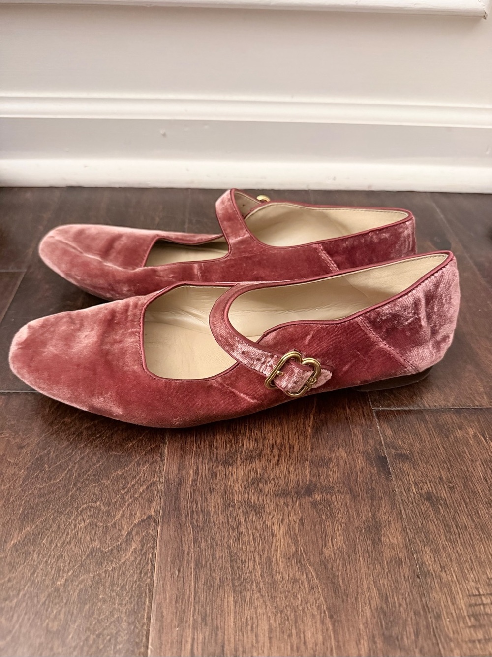 Sam Edelman Velvet Mary Jane Flats in Raspberry